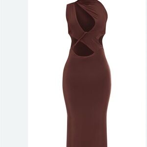 PrettyLittleThing One Shoulder Brown Dress